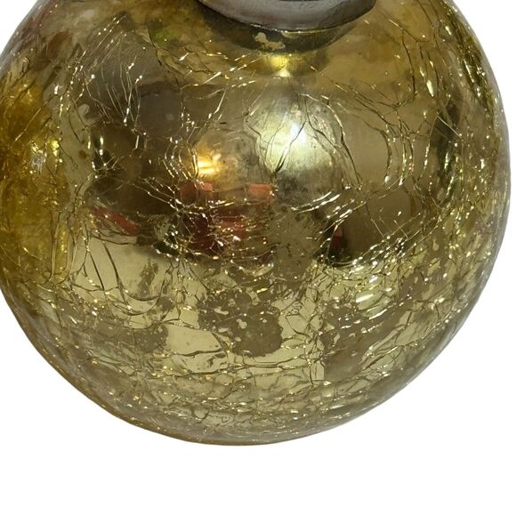 Antique German Gold Mercury Crackle Glass Kugel Christmas Ornament Ball Set Of 2 - Picture 3 of 6
